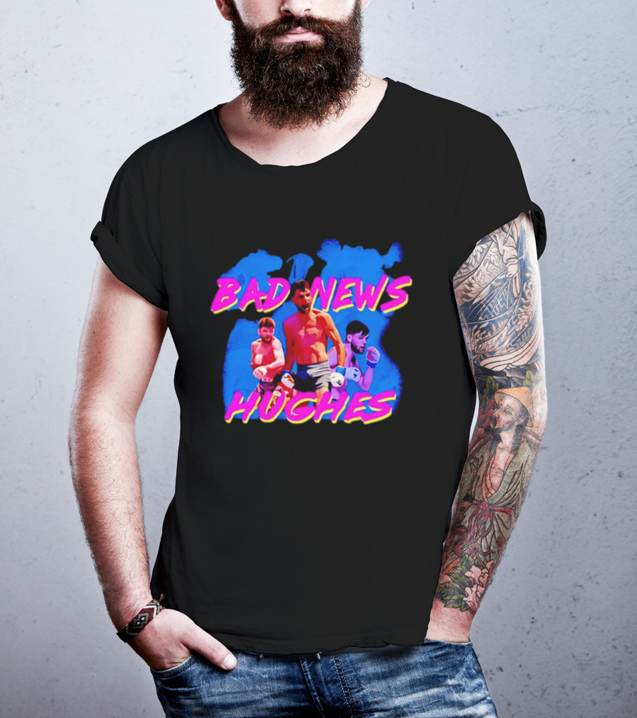 Bad News Hughes Boxing Fighter Action Trio T-Shirt