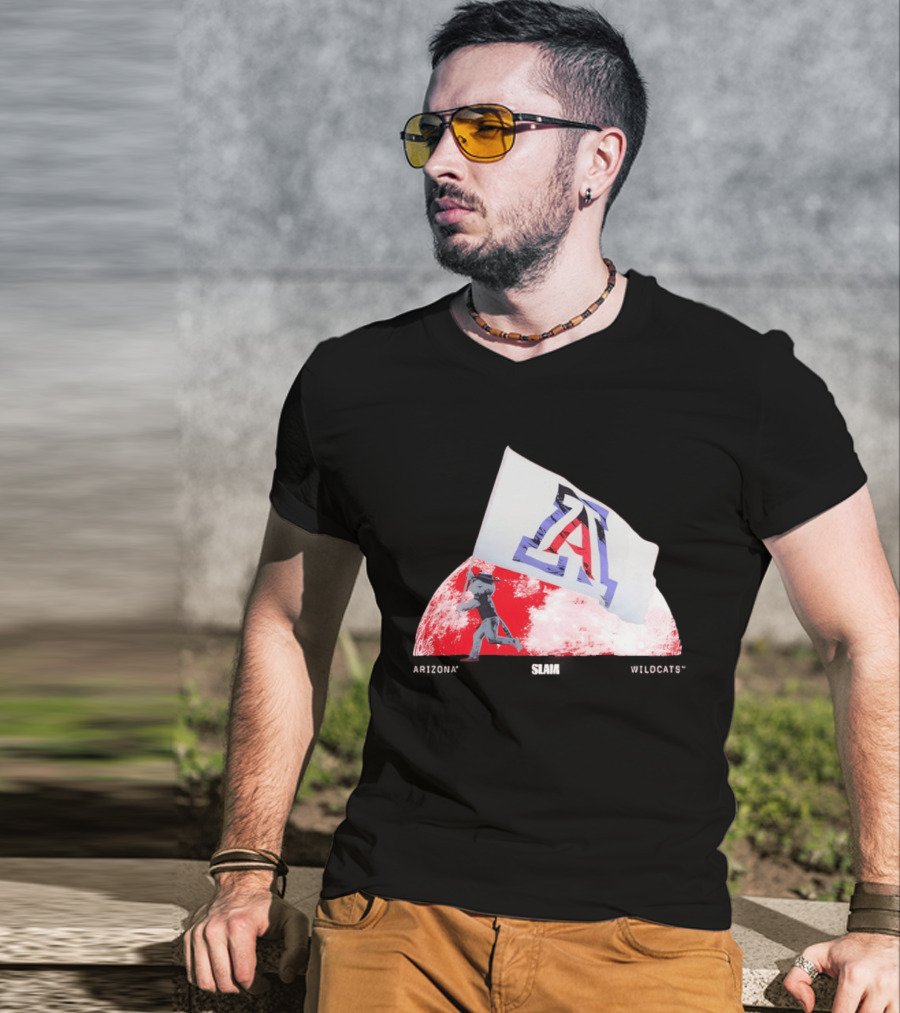 Arizona Wildcats Flag On The Moon SLAM Magazine T-Shirt