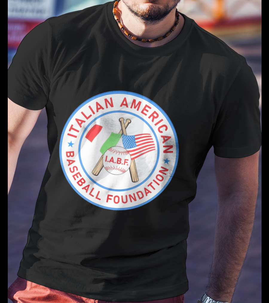 Italian American Baseball Foundation IABF Flags And Crossed Bats T-Shirt