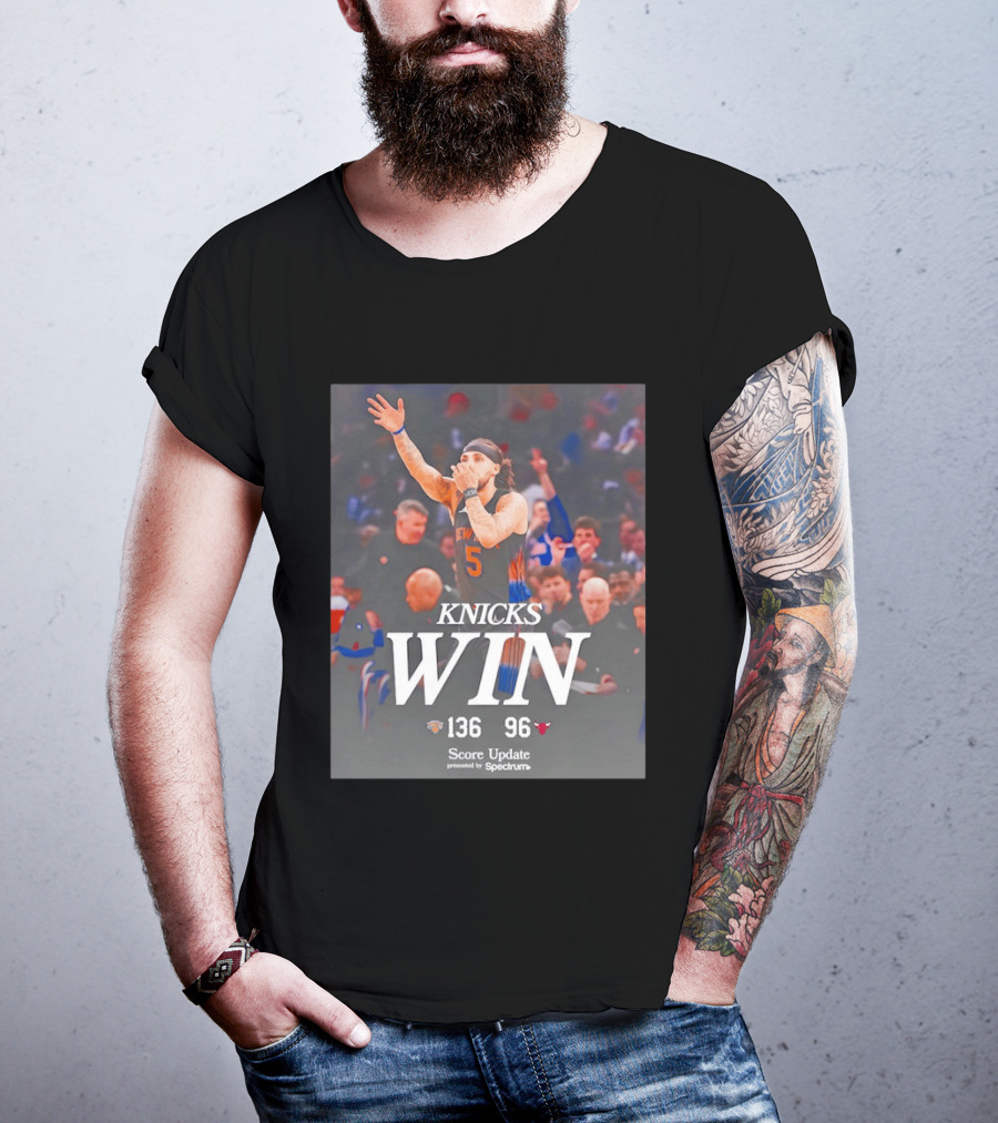 Knicks Win Jalen Brunson Celebration 136 96 Over Chicago Bulls T-Shirt