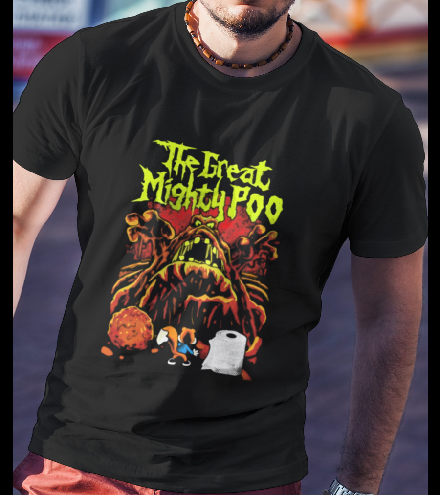 The Great Mighty Poo Animated Character With Toilet Paper And Cookie T-Shirt