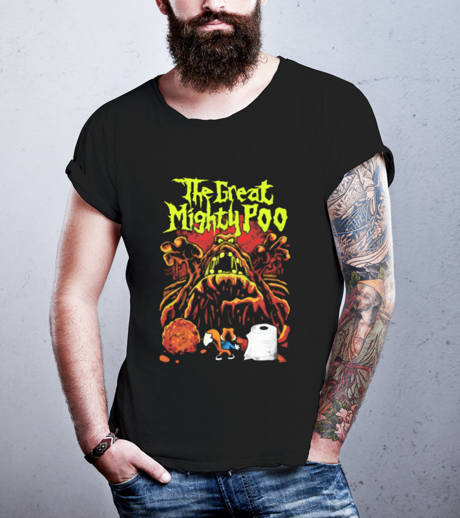 The Great Mighty Poo Animated Character With Toilet Paper And Cookie T-Shirt