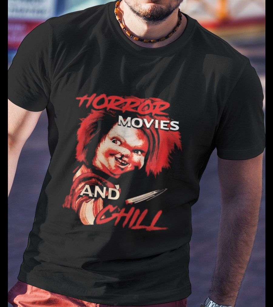 Chucky Horror Movies And Chill Knife Wielding Doll T-Shirt