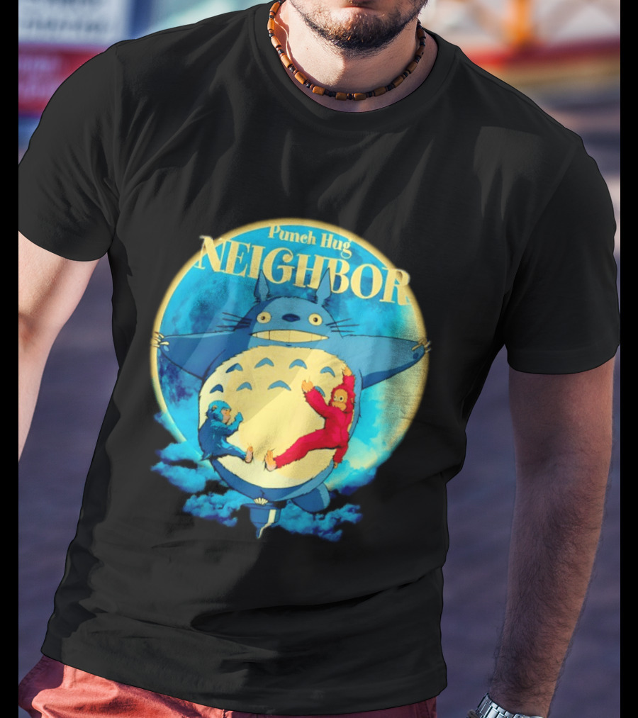 Punch Hug Neighbor Totoro Embrace With Two Punch Monkey T-Shirt