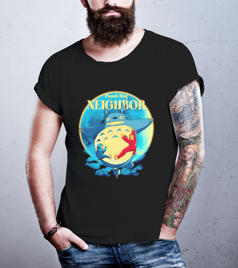 Punch Hug Neighbor Totoro Embrace With Two Punch Monkey T-Shirt