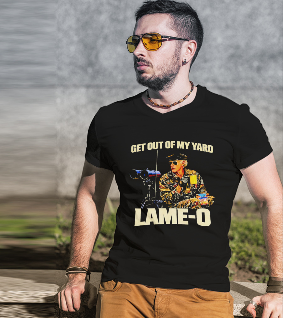 Get Out Of My Yard Lame O Funny Snacking Recliner Vibes T-Shirt