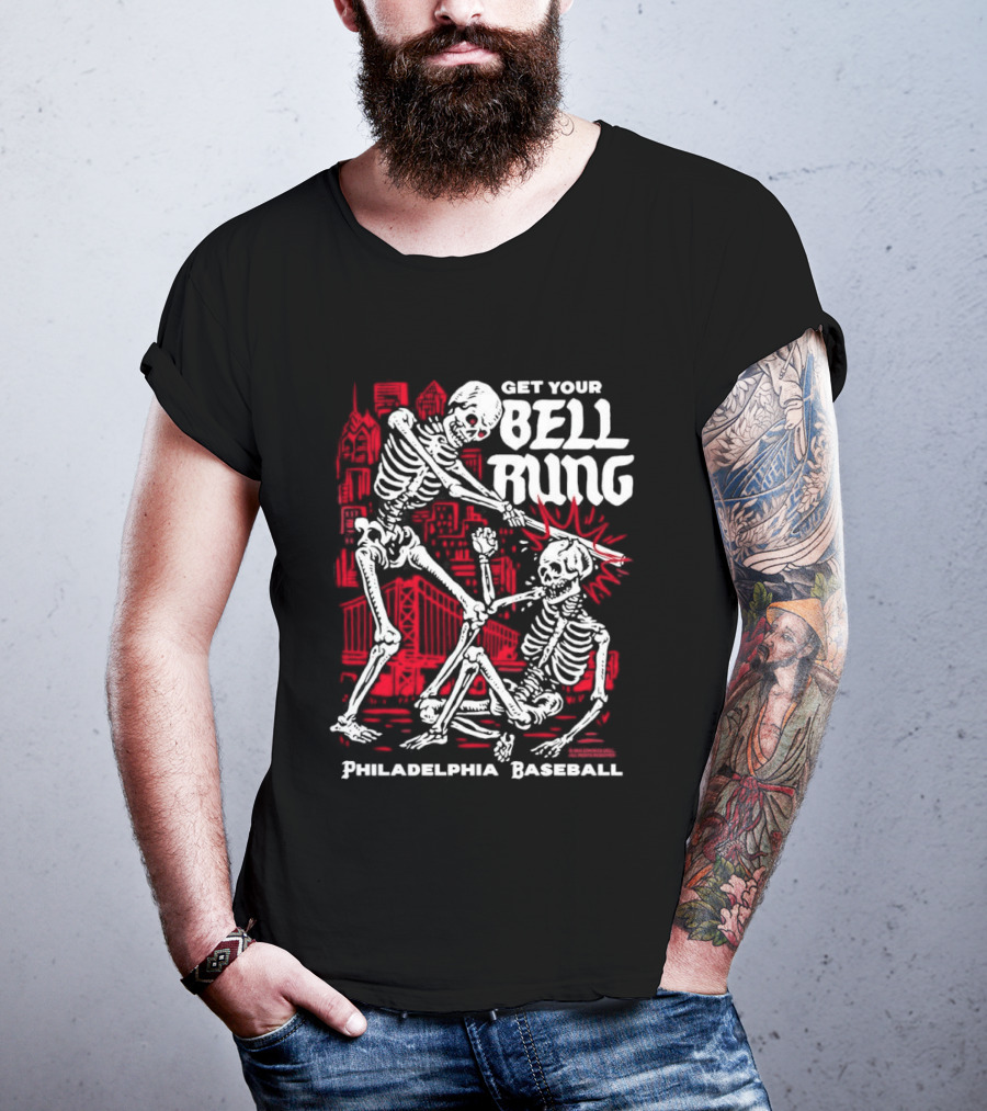 Get Your Bell Rung Philadelphia Baseball Skeleton T-Shirt