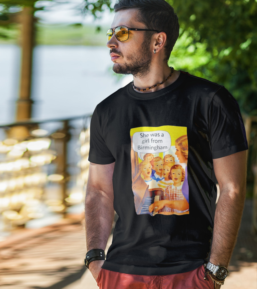 She Was A Girl From Birmingham Retro Comic Style Classroom Scene T-Shirt