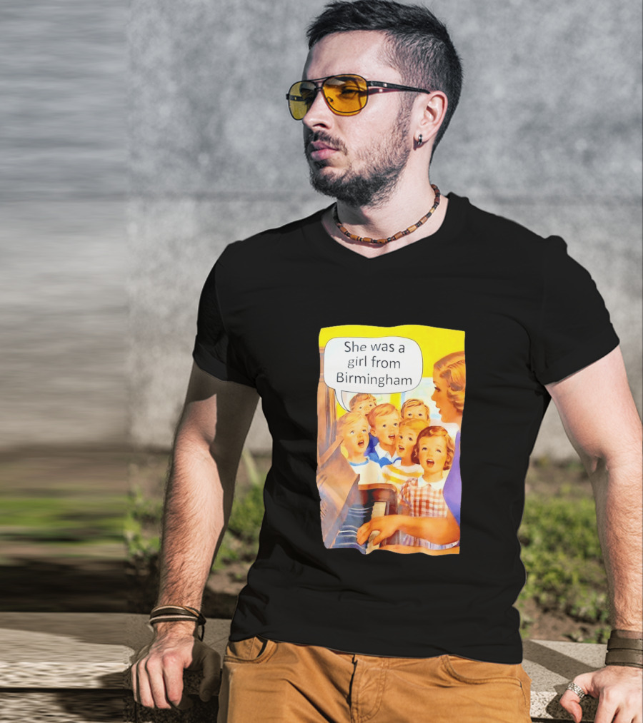 She Was A Girl From Birmingham Retro Comic Style Classroom Scene T-Shirt