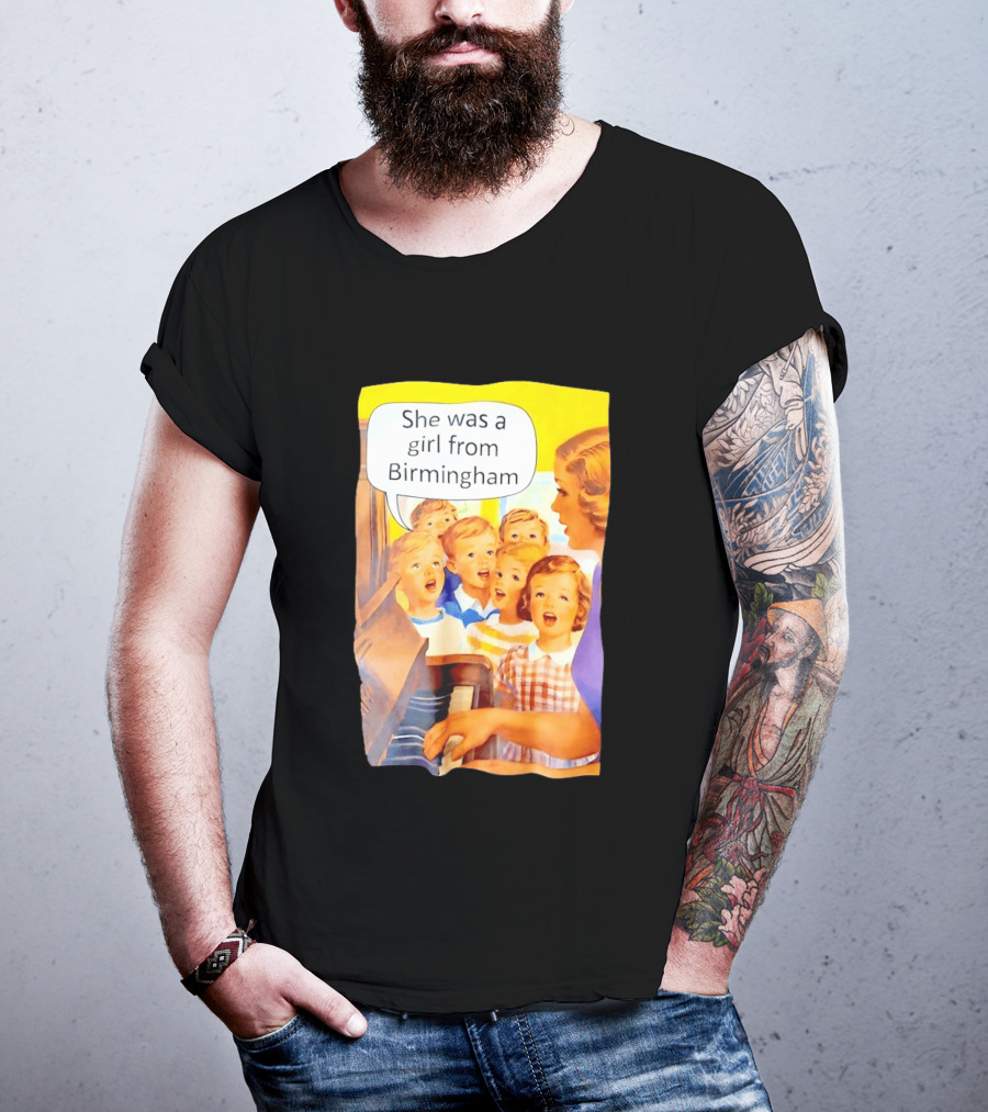 She Was A Girl From Birmingham Retro Comic Style Classroom Scene T-Shirt