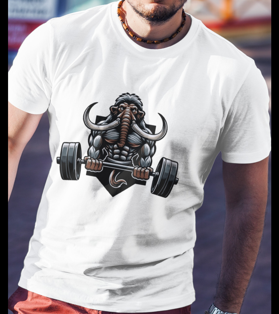 Elephant Weight Lifting Body Builder Mammoth Muscles Strength Fitness T-Shirt