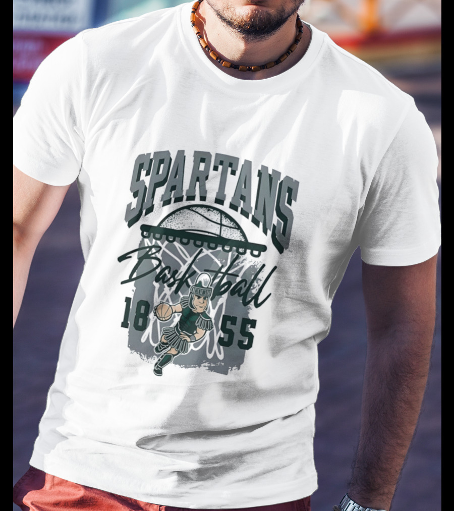 Spartans Basketball 1855 Character Slam Dunk T-Shirt