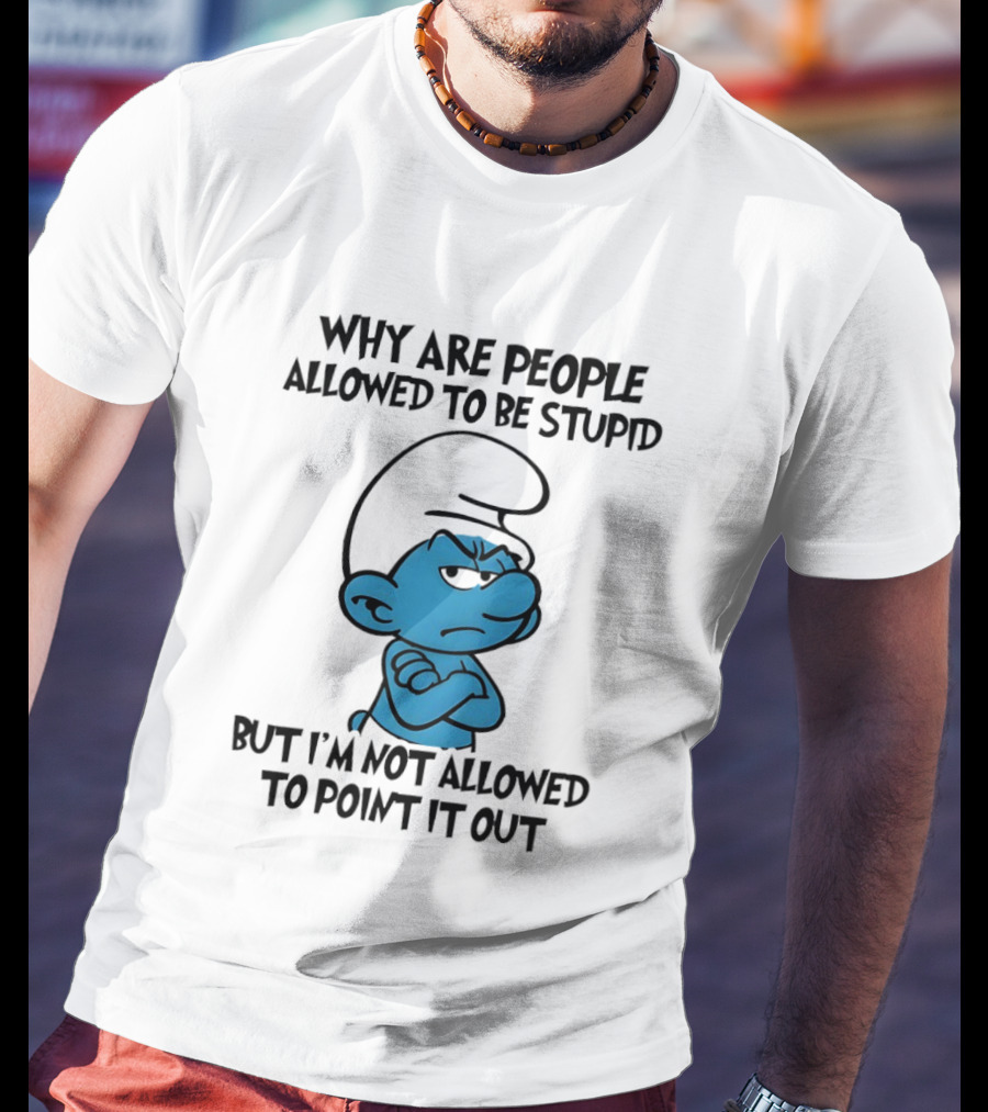 Smurfs Grumpy Character Why Are People Allowed To Be Stupid But I'm Not Allowed To Point It Out T-Shirt