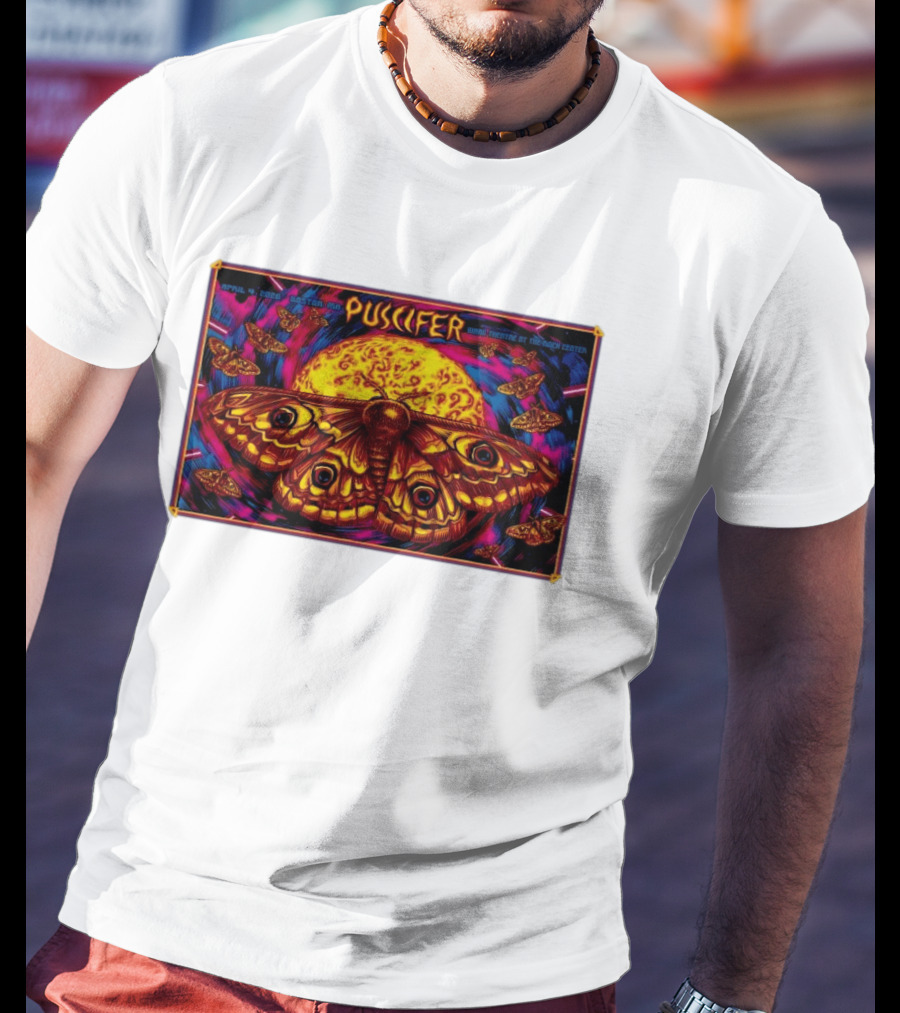 Puscifer Boston MA April 4 2026 Wang Theatre Neon Moth T-Shirt