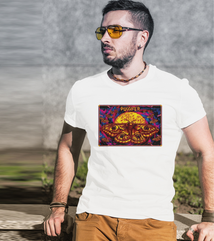Puscifer Boston MA April 4 2026 Wang Theatre Neon Moth T-Shirt