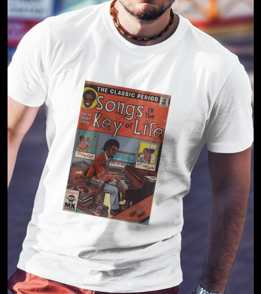 The Classic Period Songs In The Key Of Life Sept 1976 Comic Style Music Legend Iconography T-Shirt