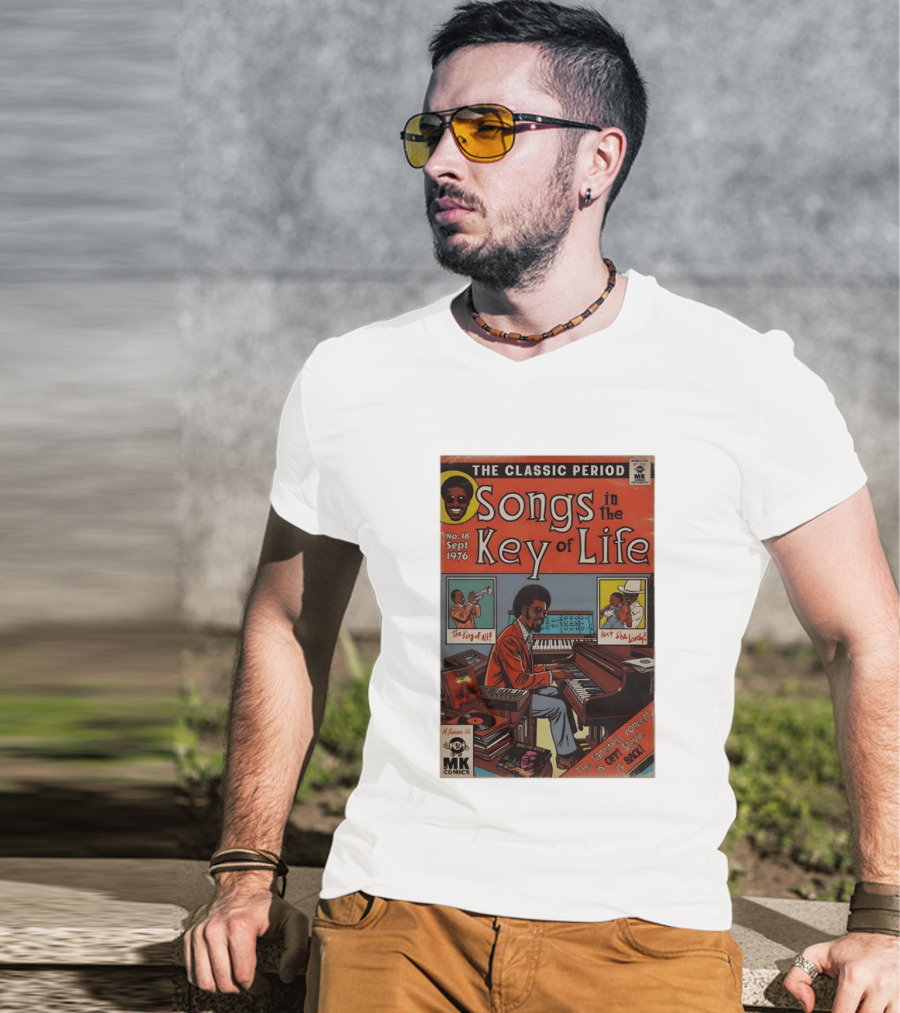The Classic Period Songs In The Key Of Life Sept 1976 Comic Style Music Legend Iconography T-Shirt