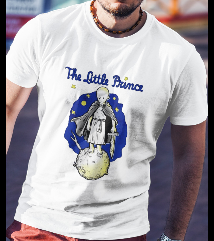 The Little Prince Standing On Asteroid B612 With Stars And Sword T-Shirt