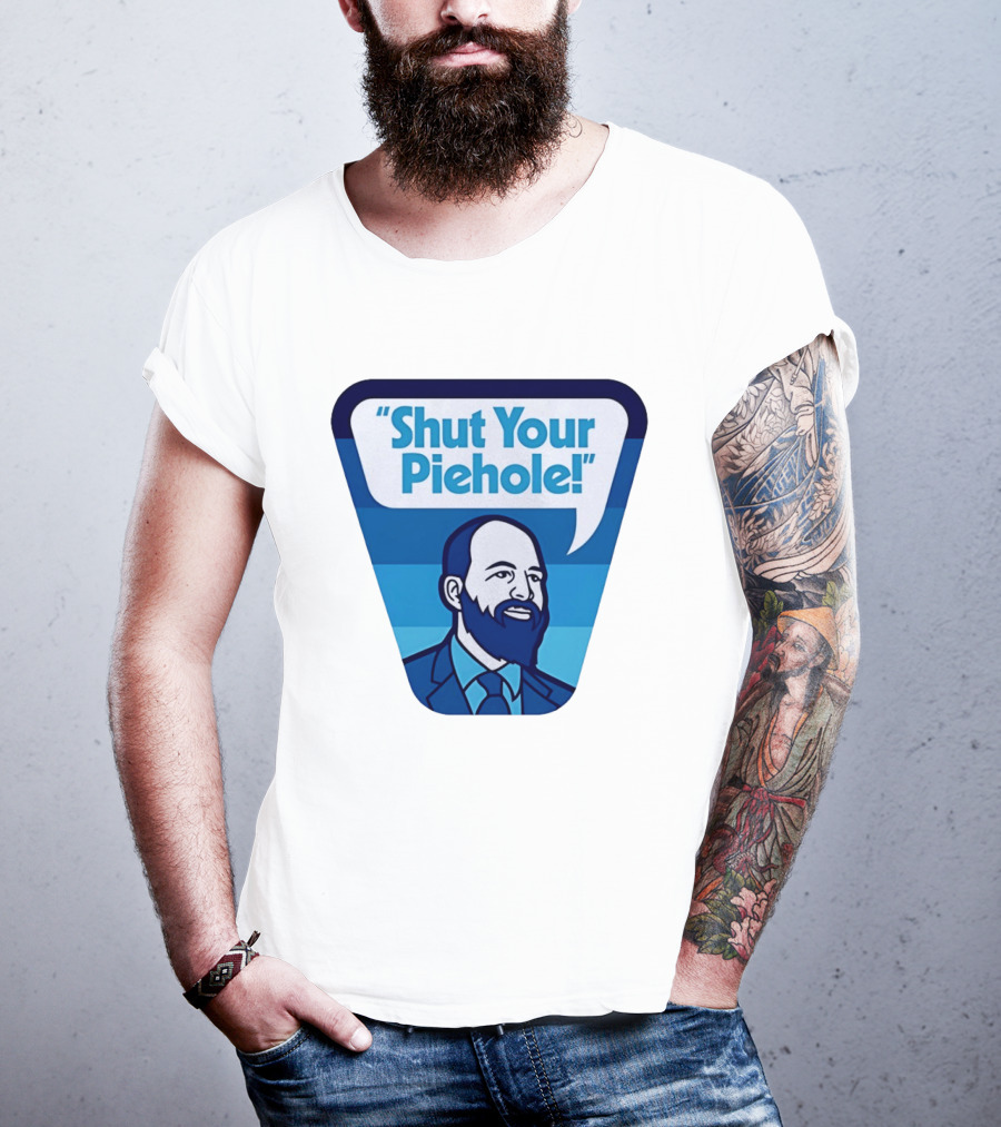 Shut Your Piehole Speech Bubble Blue Suit Beard T-Shirt