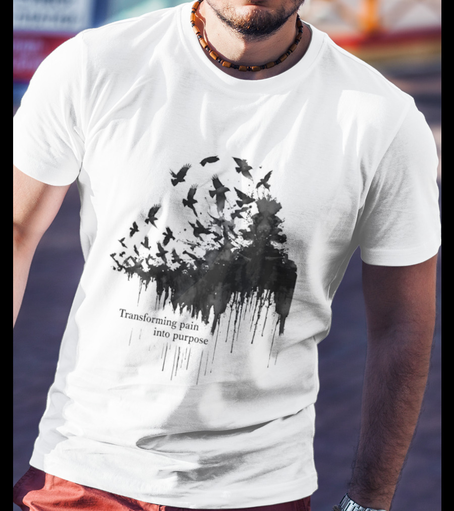 Transforming Pain Into Purpose Motivational Tree Art With Birds In Flight Symbolizing Growth And Healing T-Shirt