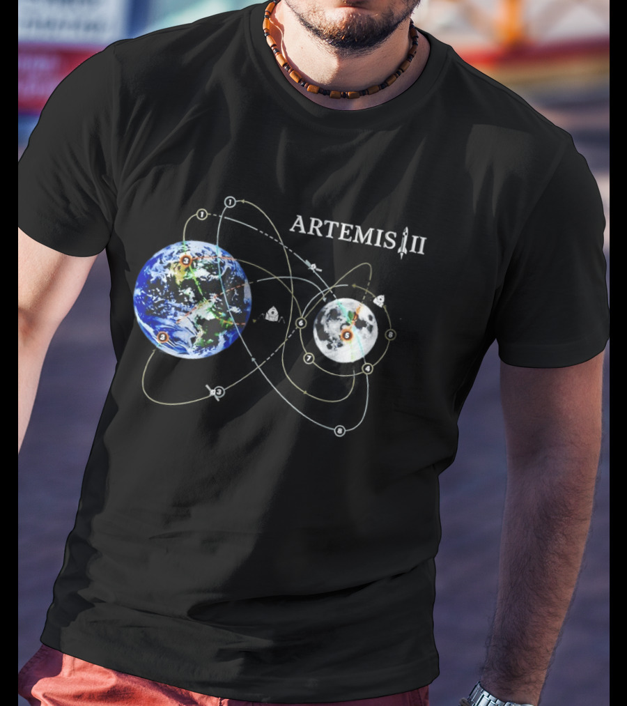 NASA Artemis II Mission Earth To Moon Trajectory Map T-Shirt
