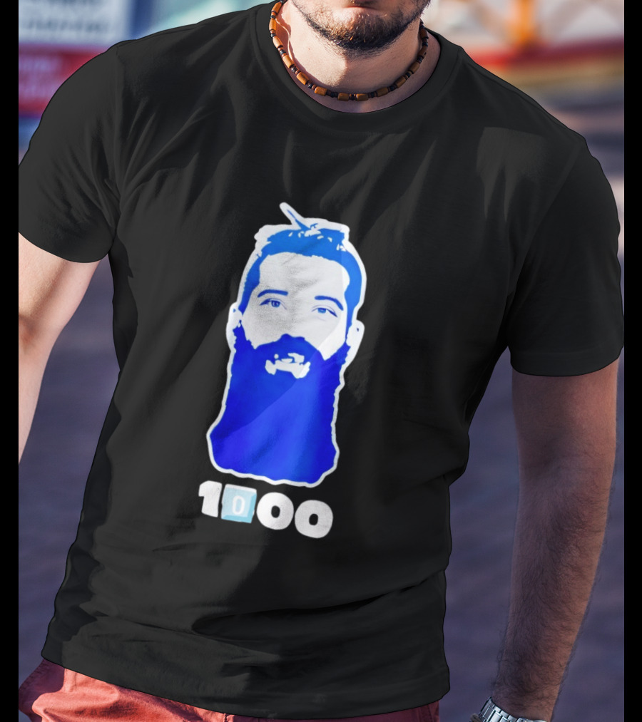Colorado Avalanche 1000th Milestone Burnzie Blue Beard T-Shirt