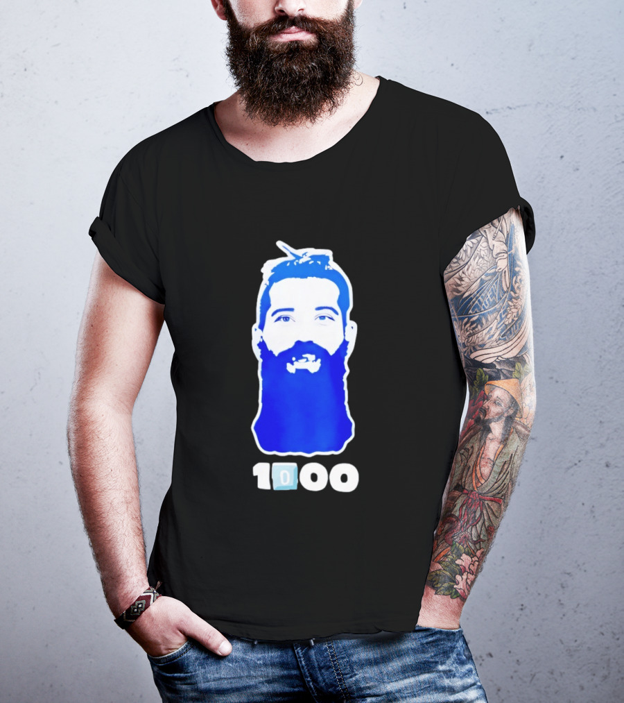 Colorado Avalanche 1000th Milestone Burnzie Blue Beard T-Shirt
