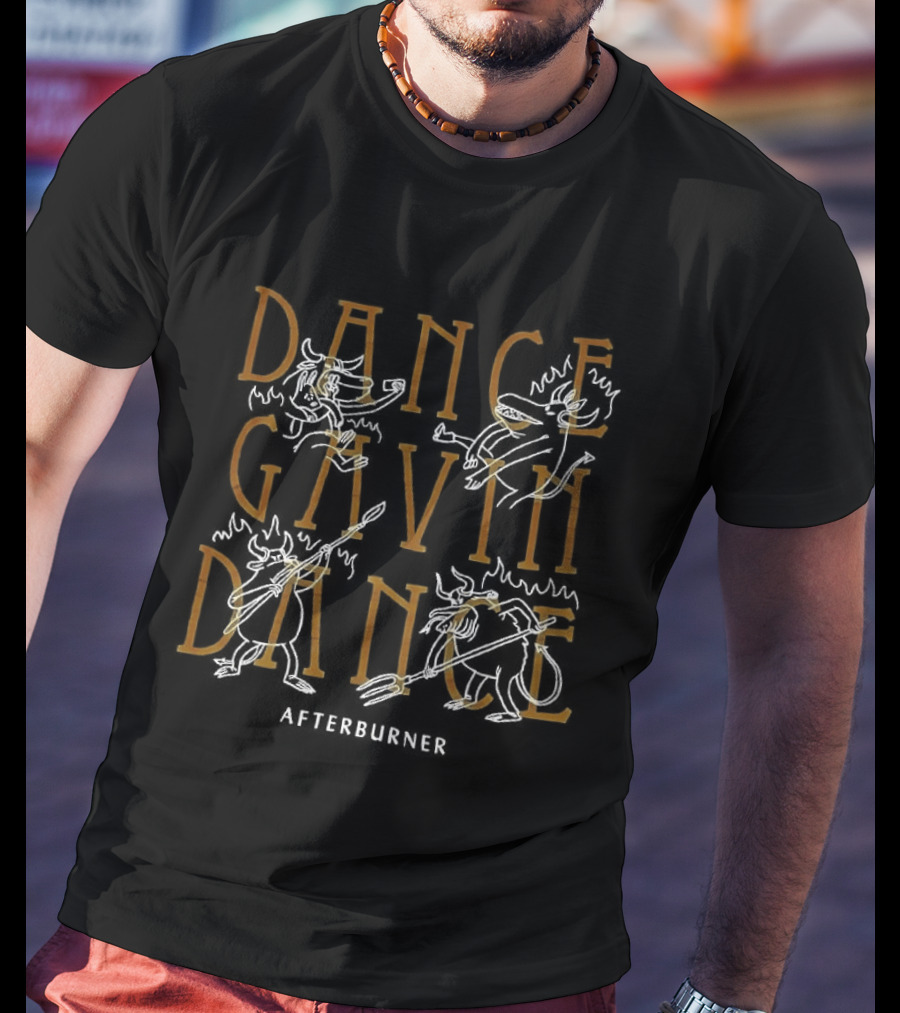 Dance Gavin Dance Afterburner Text Distressed Yellow Band Merch T-Shirt