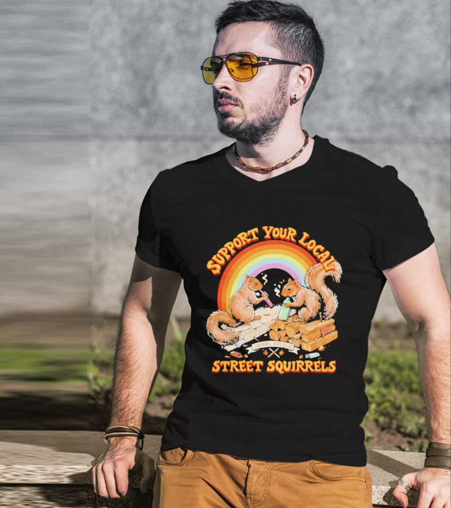 Support Your Local Street Squirrels Rainbow Squirrel Vape Club T-Shirt