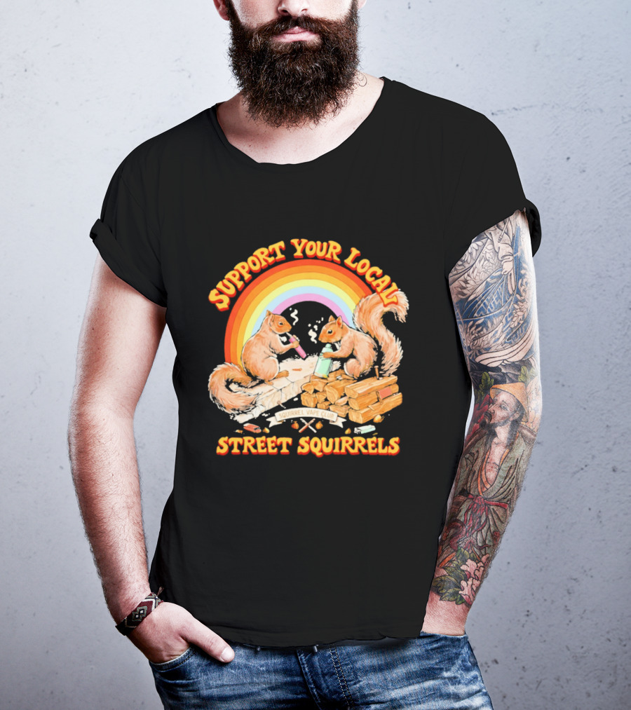 Support Your Local Street Squirrels Rainbow Squirrel Vape Club T-Shirt