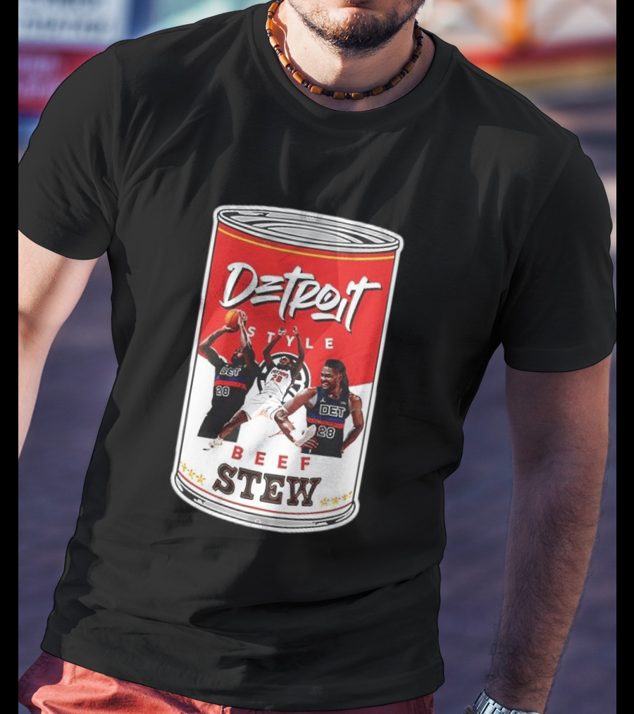 Detroit Style Beef Stew Basketball Can 28 T-Shirt