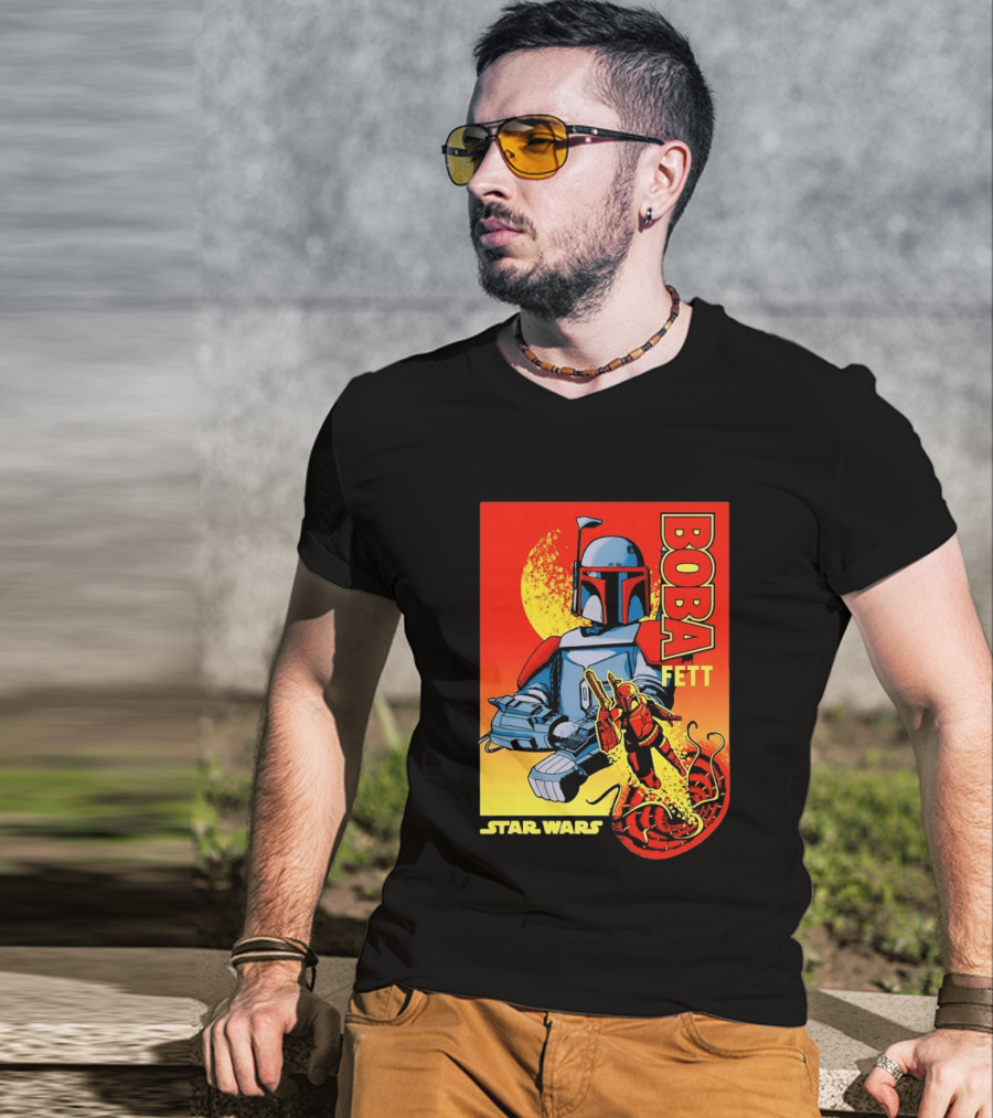 Star Wars Boba Fett Sarlacc Escape Retro Comic T-Shirt