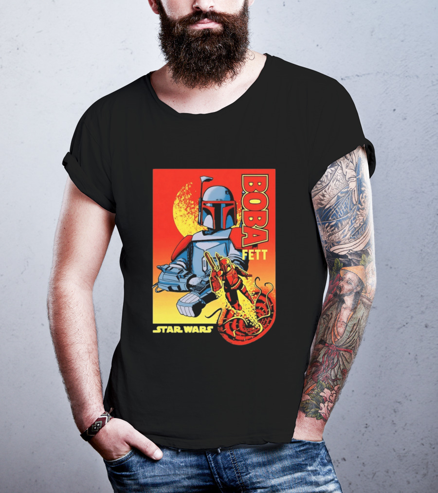 Star Wars Boba Fett Sarlacc Escape Retro Comic T-Shirt