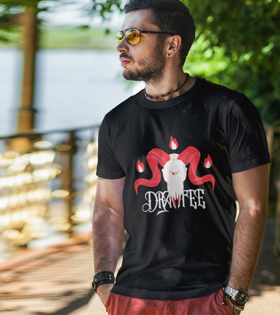 Drawfee Metal Goat Skull Flames T-Shirt