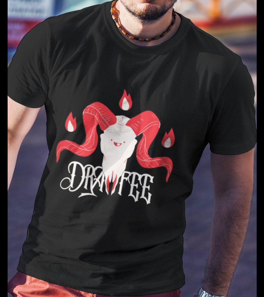 Drawfee Metal Goat Skull Flames T-Shirt