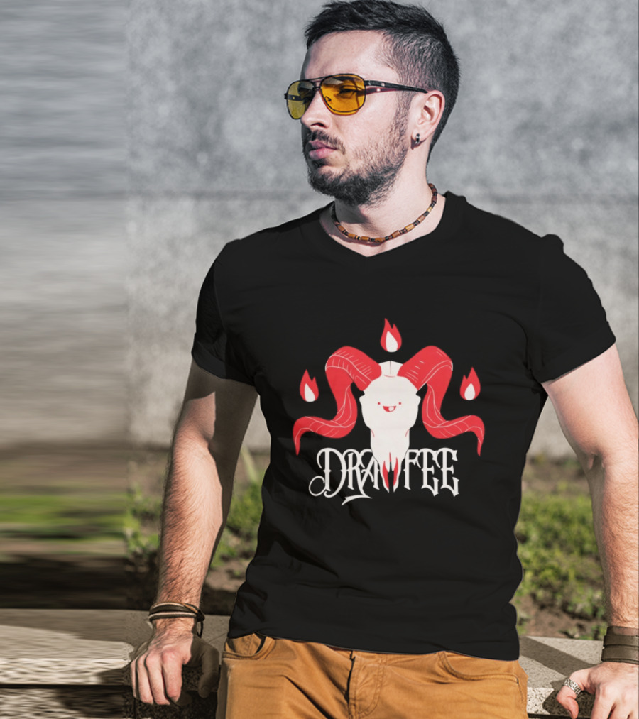 Drawfee Metal Goat Skull Flames T-Shirt