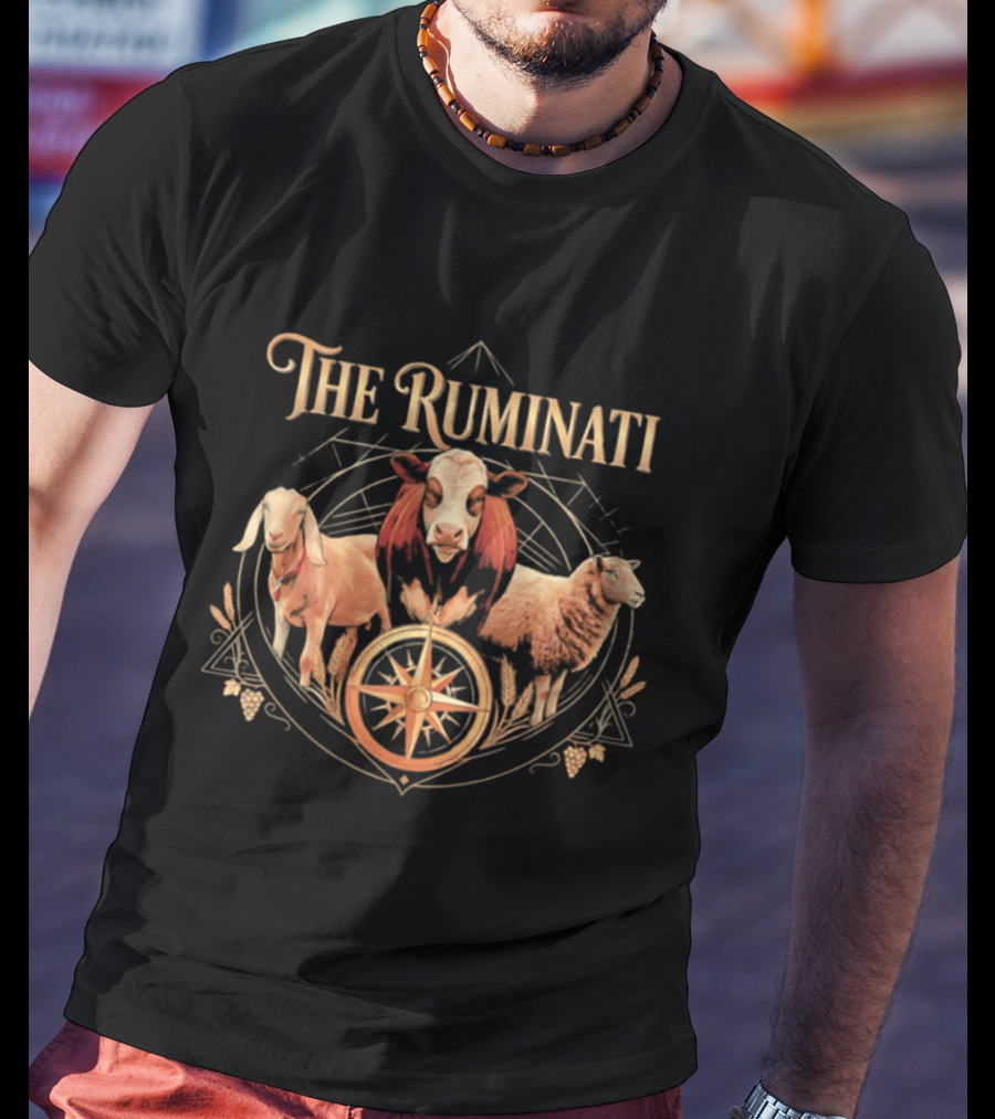 The Ruminati Goat Cow Sheep Conspiracy Triangle With Wheel T-Shirt