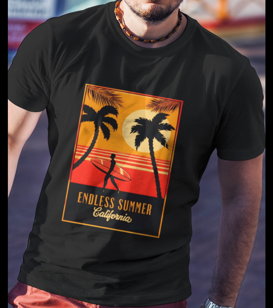 Endless Summer California Sunset Surfer Scene T-Shirt