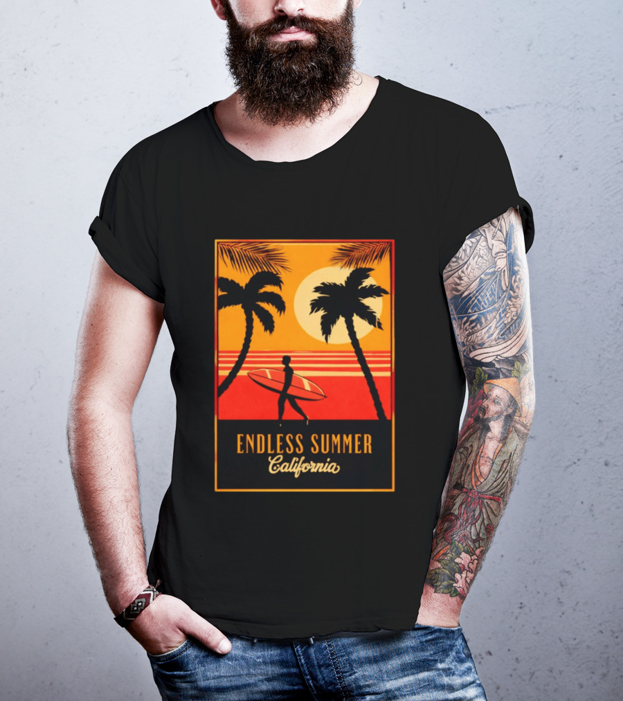 Endless Summer California Sunset Surfer Scene T-Shirt