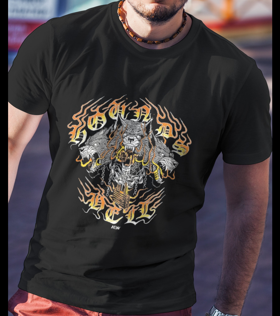 Hounds Of Hell Infernal Flames Skeleton Chains Aesthetic T-Shirt