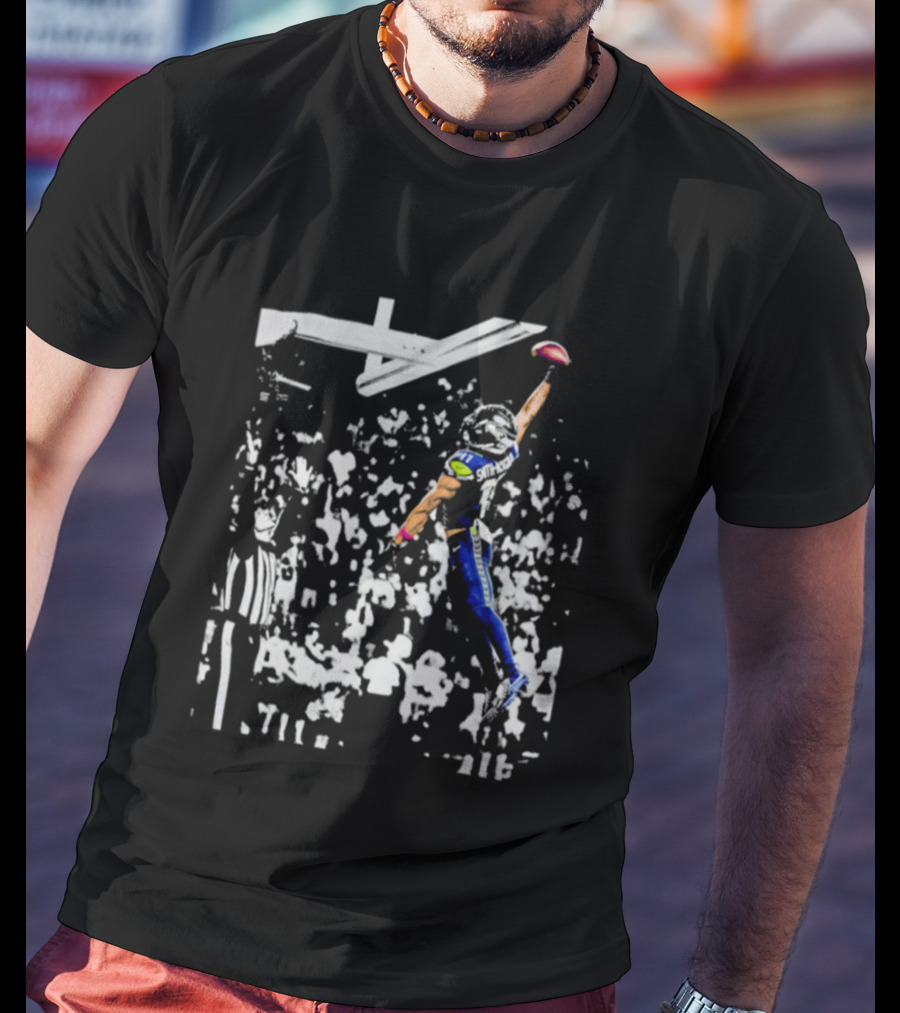 Jaxon Smith Njigba JSN Leaping Seattle Seahawks Football Slam T-Shirt