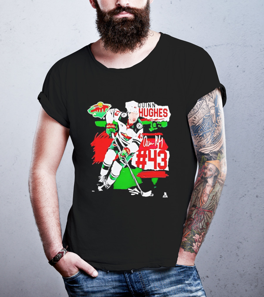 Quinn Hughes 43 Minnesota Wild Fresh Ice Hockey Player T-Shirt