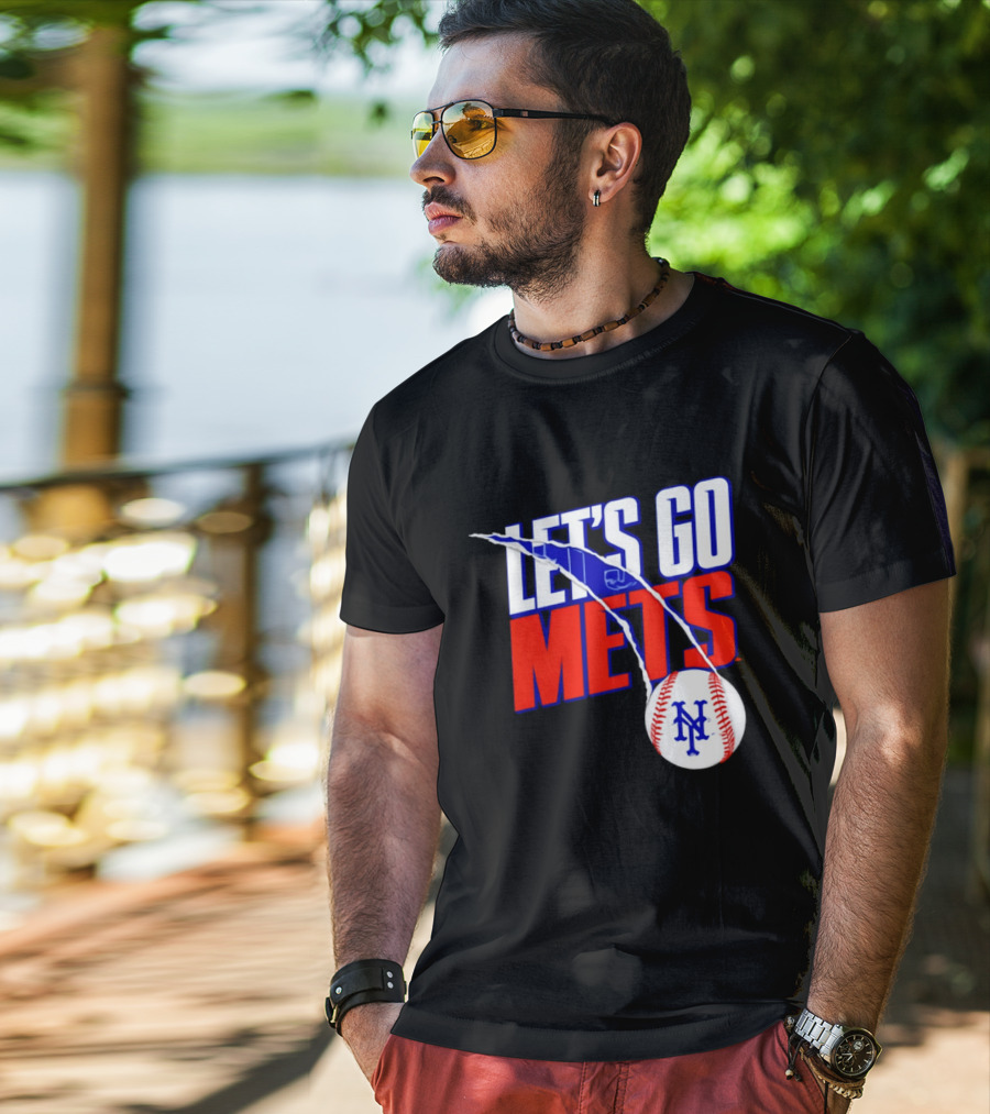 New York Mets Let's Go Mets Baseball Royal Splitter T-Shirt
