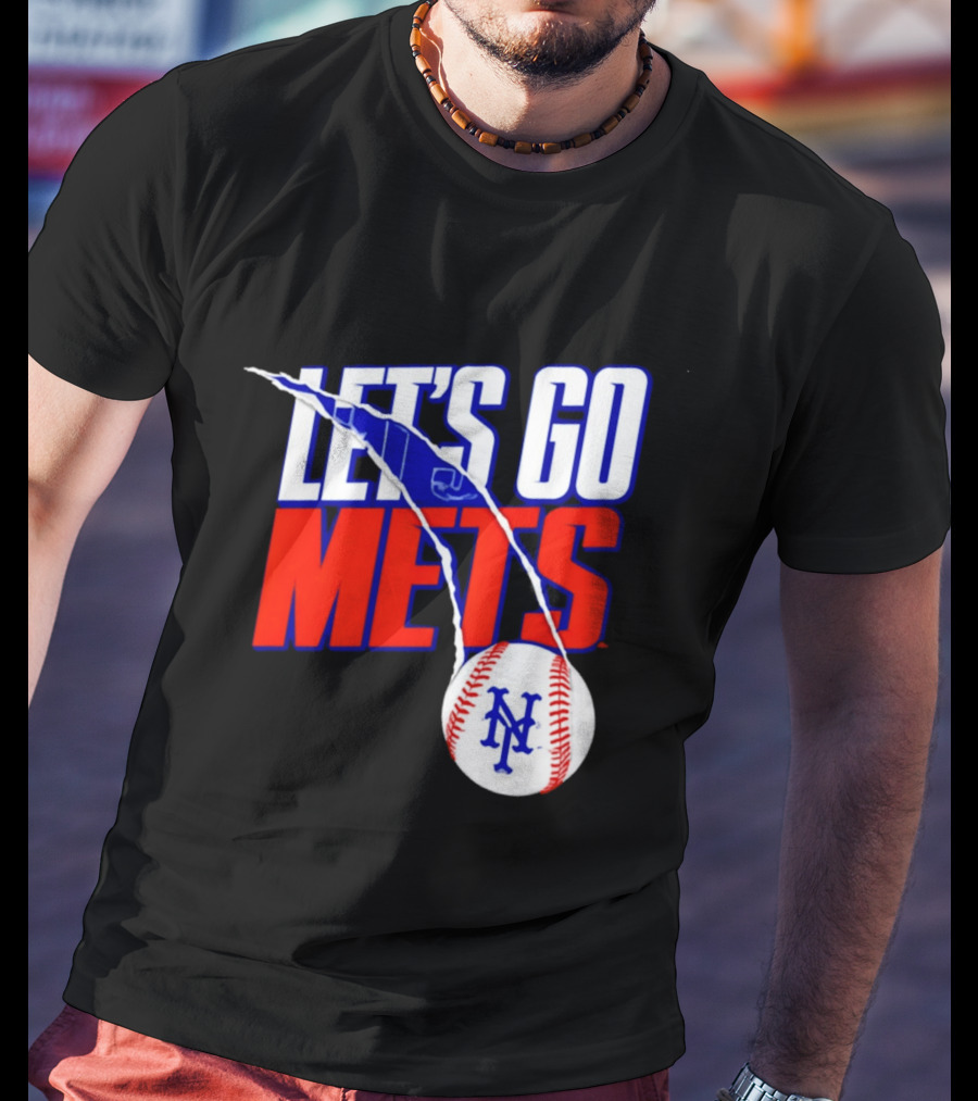 New York Mets Let's Go Mets Baseball Royal Splitter T-Shirt