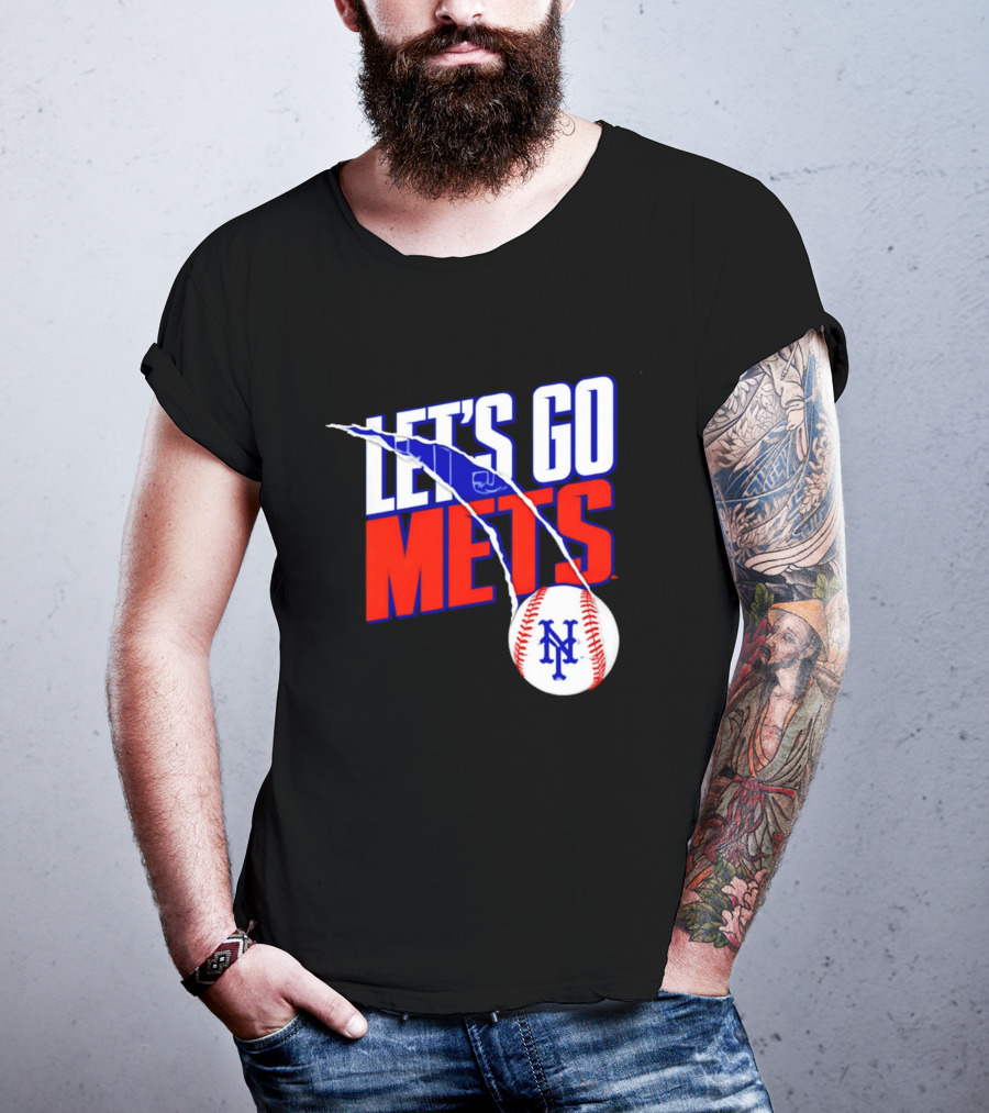 New York Mets Let's Go Mets Baseball Royal Splitter T-Shirt