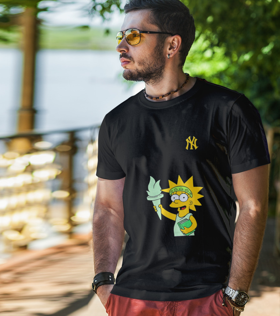 New York Yankees Simpsons Lisa Statue Of Liberty 2026 Iconic Collaboration T-Shirt