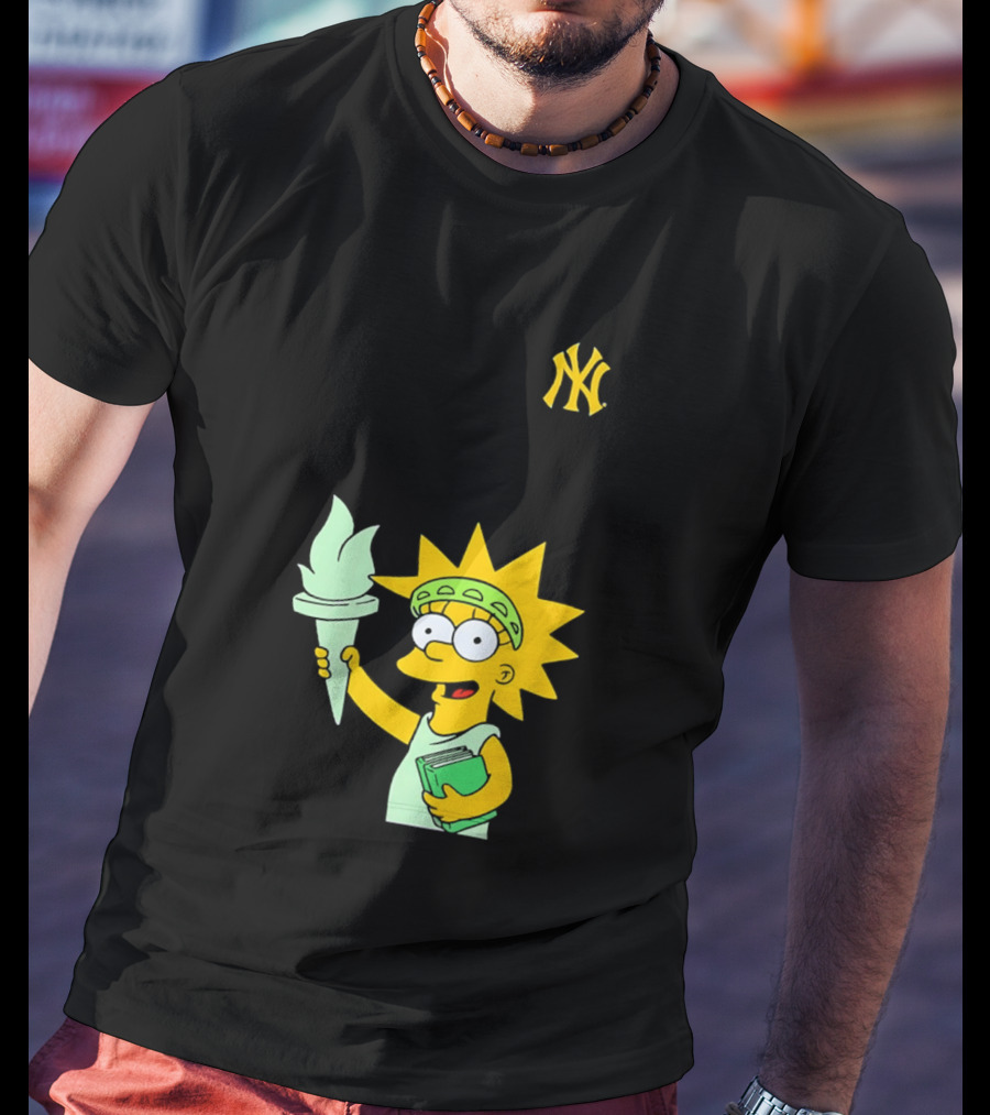 New York Yankees Simpsons Lisa Statue Of Liberty 2026 Iconic Collaboration T-Shirt