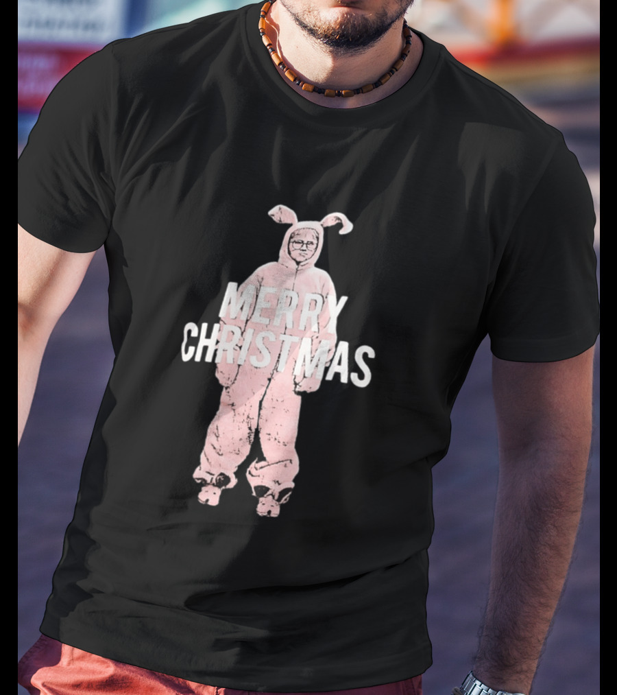 Merry Christmas Ralphie Pink Bunny Costume T-Shirt