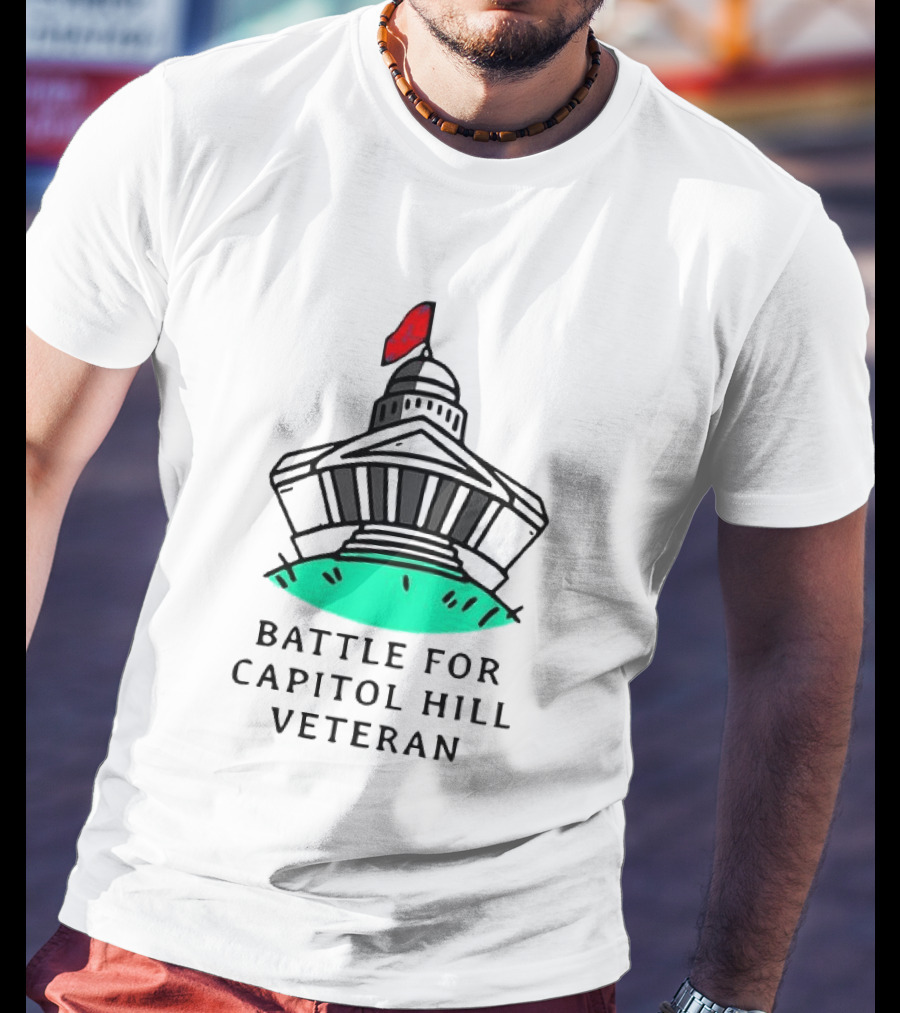 Battle For Capitol Hill Veteran UFO Dome Red Flag T-Shirt