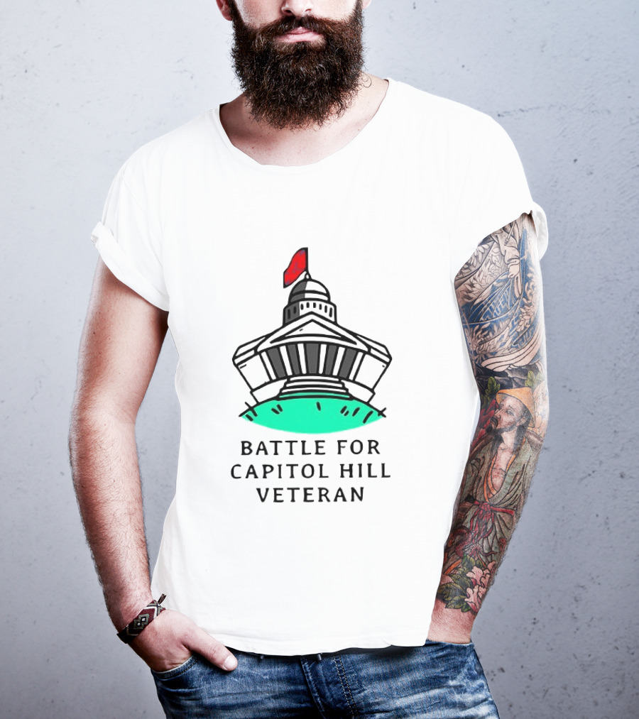 Battle For Capitol Hill Veteran UFO Dome Red Flag T-Shirt